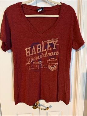 Harley-Davidson Women's Maroon V-Neck Graphic Tee